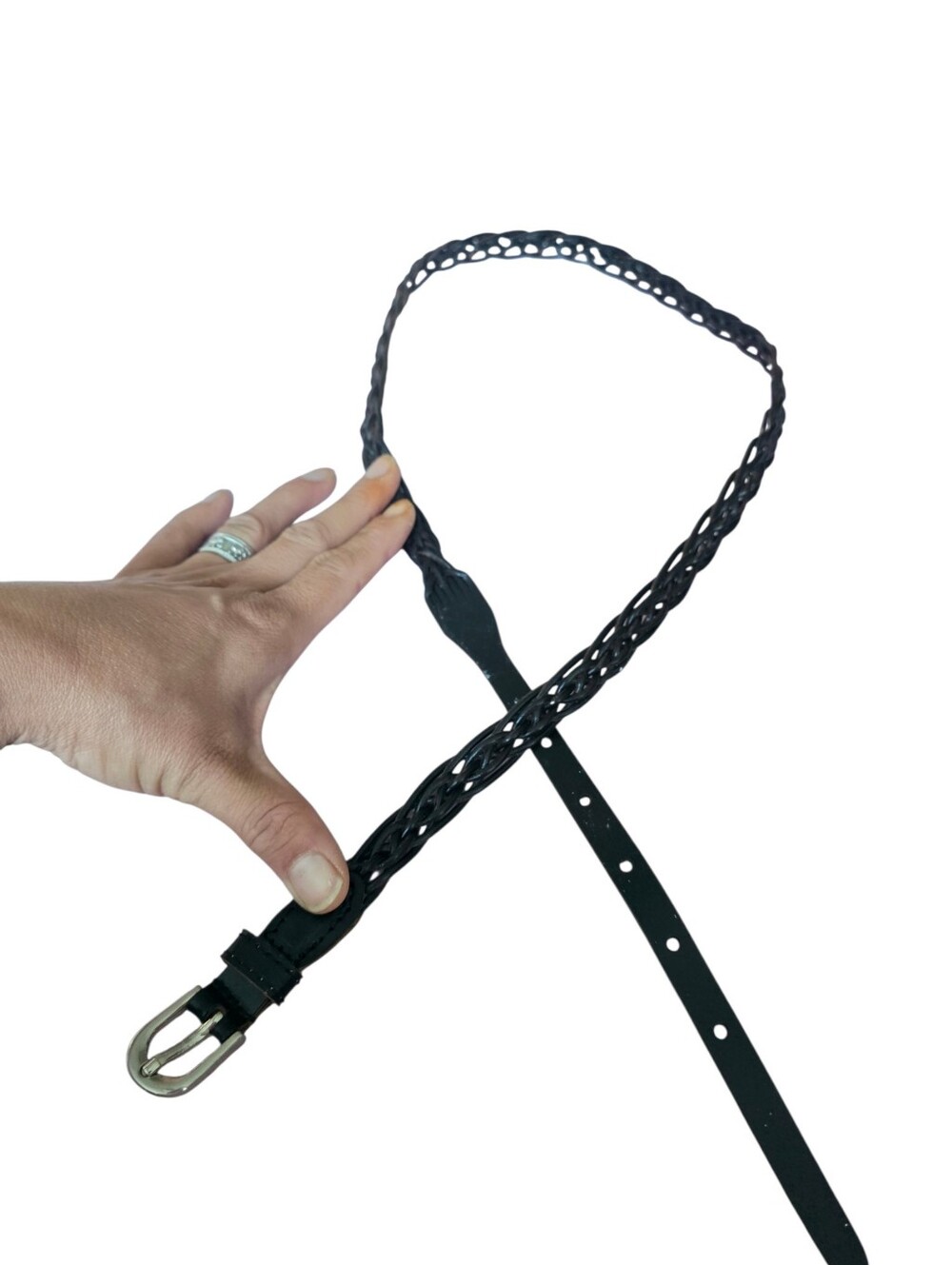 Black Braided Leather Belt
